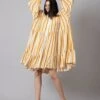 Yellow Striped Rayon Dress -ZAZU Clothing Shop jm601