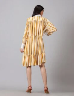 Yellow Striped Rayon Dress -ZAZU Clothing Shop jm605