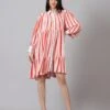 Red Rayon Striped Dress -ZAZU Clothing Shop jm631