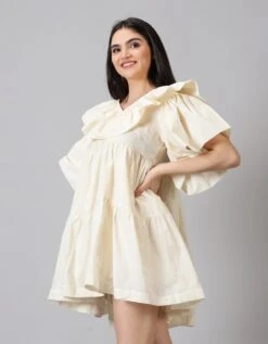 Off White Cotton Dress -ZAZU Clothing Shop jm653