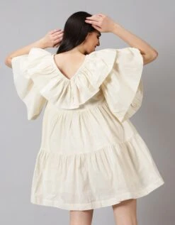 Off White Cotton Dress -ZAZU Clothing Shop jm654