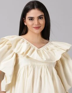 Off White Cotton Dress -ZAZU Clothing Shop jm65b