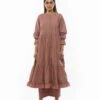Pink Piltex Round Neck Dress Co-ord -ZAZU Clothing Shop khat232d03set011