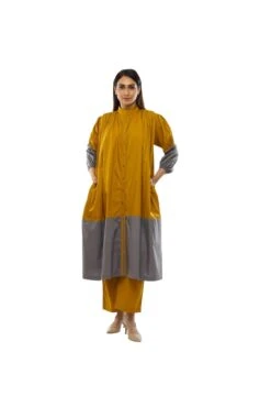 Mustard Gather Neck Pannel Dress Co-ord