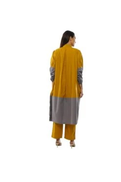 Mustard Gather Neck Pannel Dress Co-ord -ZAZU Clothing Shop khat23d04set02b 1