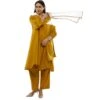 Mustard V-neck Pleated Dress Co-ord