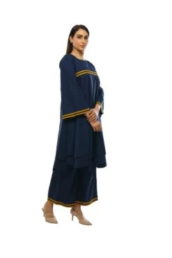 Navy Blue Dubble Lare Flair Dress Co-ord -ZAZU Clothing Shop khat23d14set143