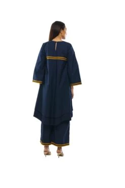 Navy Blue Dubble Lare Flair Dress Co-ord -ZAZU Clothing Shop khat23d14set14b 1
