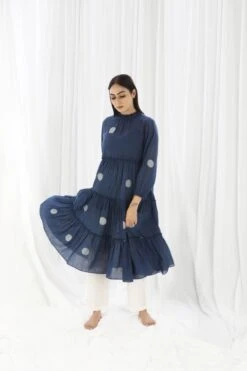 Navy Turtle Neck Tier Dress Co-Ord -ZAZU Clothing Shop khatfall21set08 b