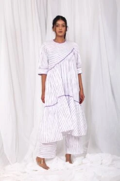 Semi Circular Slant Dress Co-ord Set -ZAZU Clothing Shop khatfall2223d01set013