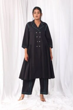 Double Breasted Black Dress Co-ord