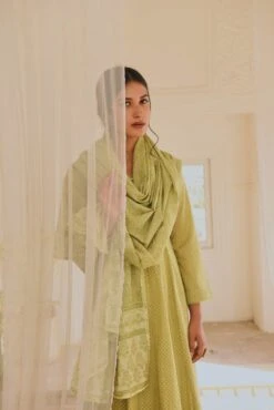 Printed Cotton Anarkali Dress Paired With Pants Kota Doria Dupatta -ZAZU Clothing Shop kr2186