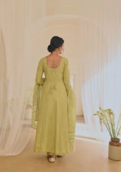 Printed Cotton Anarkali Dress Paired With Pants Kota Doria Dupatta -ZAZU Clothing Shop kr2187