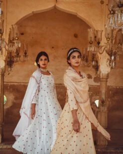 Mirror Work Anarkali Dress Paired With Cotton Pants And Kota Doriya Dupatta -ZAZU Clothing Shop kr2956