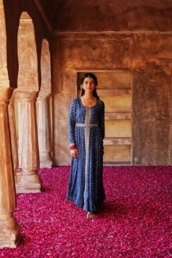 Printed Muslin Dress Has An Thread Embroidery Paired With Thread Embroidery And Thread Emb Belt