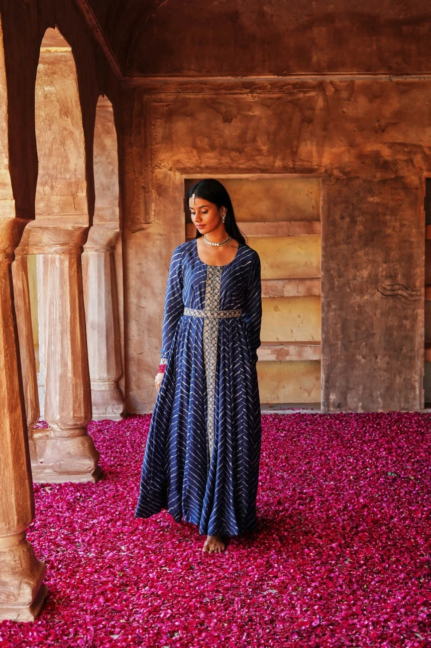 Printed Muslin Dress Has An Thread Embroidery Paired With Thread Embroidery And Thread Emb Belt 4 Printed Muslin Dress Has An Thread Embroidery Paired With Thread Embroidery And Thread Emb Belt - Image 2