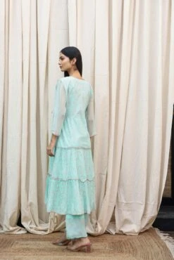 Aqua Anarkali Dress Set -ZAZU Clothing Shop ktg03b