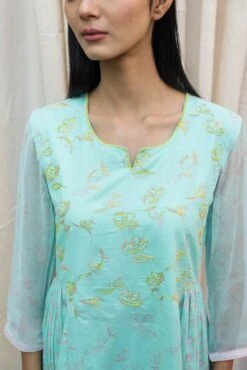 Aqua Long Flare Dress Set -ZAZU Clothing Shop ktg09b