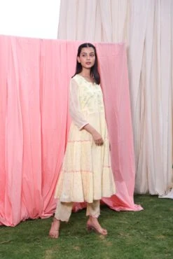 Yellow Long Flare Dress Set