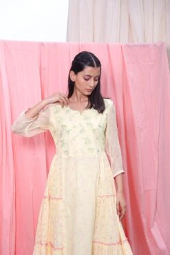 Yellow Long Flare Dress Set -ZAZU Clothing Shop kty09b