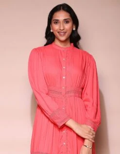 Coral Tiered Midi Dress With Inner -ZAZU Clothing Shop ldrmod01n34638778coralb