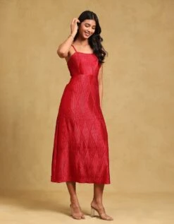 Red Solid Dress -ZAZU Clothing Shop ldrpce01n34389658red3