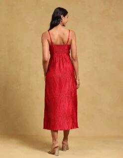 Red Solid Dress -ZAZU Clothing Shop ldrpce01n34389658red4