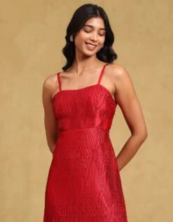 Red Solid Dress -ZAZU Clothing Shop ldrpce01n34389658redb