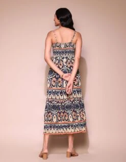 Navy Printed Strappy Maxi Dress -ZAZU Clothing Shop ldrpgt01n34249266navy4