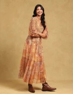 Orange Printed Maxi Dress -ZAZU Clothing Shop ldrvch01n34178794orange3