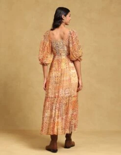 Orange Printed Maxi Dress -ZAZU Clothing Shop ldrvch01n34178794orange4