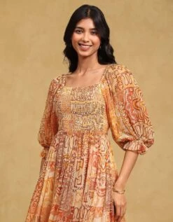 Orange Printed Maxi Dress -ZAZU Clothing Shop ldrvch01n34178794orangeb