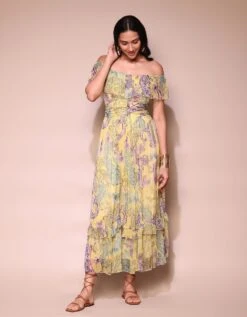 Yellow Paisely Printed Dress