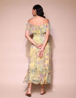 Yellow Paisely Printed Dress -ZAZU Clothing Shop ldrvch01n34545674yellow4