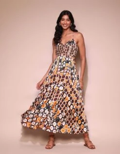 Brown Printed Dress