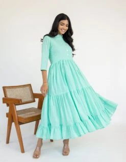 Firozi Tiered Dress -ZAZU Clothing Shop leh322