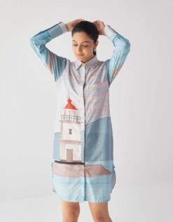 Light House Shirt Dress -ZAZU Clothing Shop lkgdrlhst2