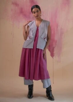 Plum Flared Dress With Cropped Jacket -ZAZU Clothing Shop lwcc422