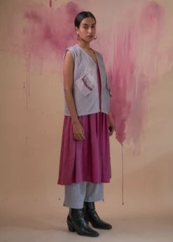 Plum Flared Dress With Cropped Jacket -ZAZU Clothing Shop lwcc423