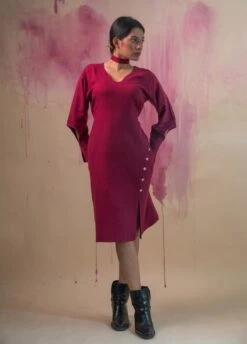 Maroon Asymmetrical Dress