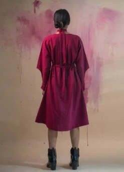 Maroon Asymmetrical Dress -ZAZU Clothing Shop lwdd147