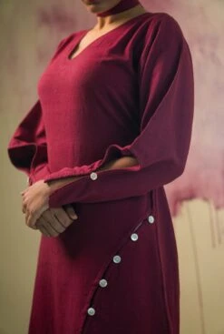 Maroon Asymmetrical Dress -ZAZU Clothing Shop lwdd14b