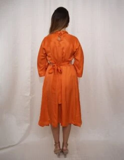 Orange Modal Silk Beaded Belt Dress -ZAZU Clothing Shop mad206593