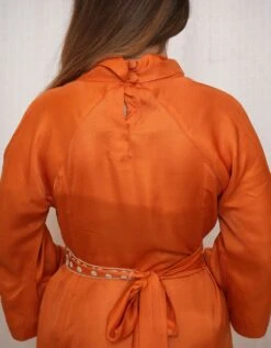 Orange Modal Silk Beaded Belt Dress -ZAZU Clothing Shop mad206595