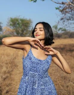 Jodhpur Dress Handblock Printed Cotton Dress -ZAZU Clothing Shop mass24bsdb