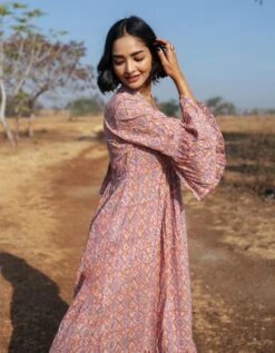 Pondi Dress Handblock Printed Cotton Dress -ZAZU Clothing Shop mass24ltd6
