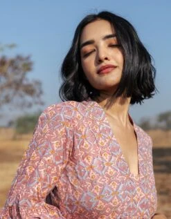 Pondi Dress Handblock Printed Cotton Dress -ZAZU Clothing Shop mass24ltd7