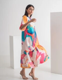 Abstract Print Dress With Slip -ZAZU Clothing Shop mkssor10013