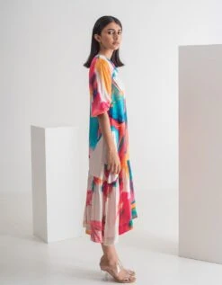 Abstract Print Dress With Slip -ZAZU Clothing Shop mkssor10014