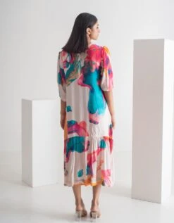 Abstract Print Dress With Slip -ZAZU Clothing Shop mkssor1001b